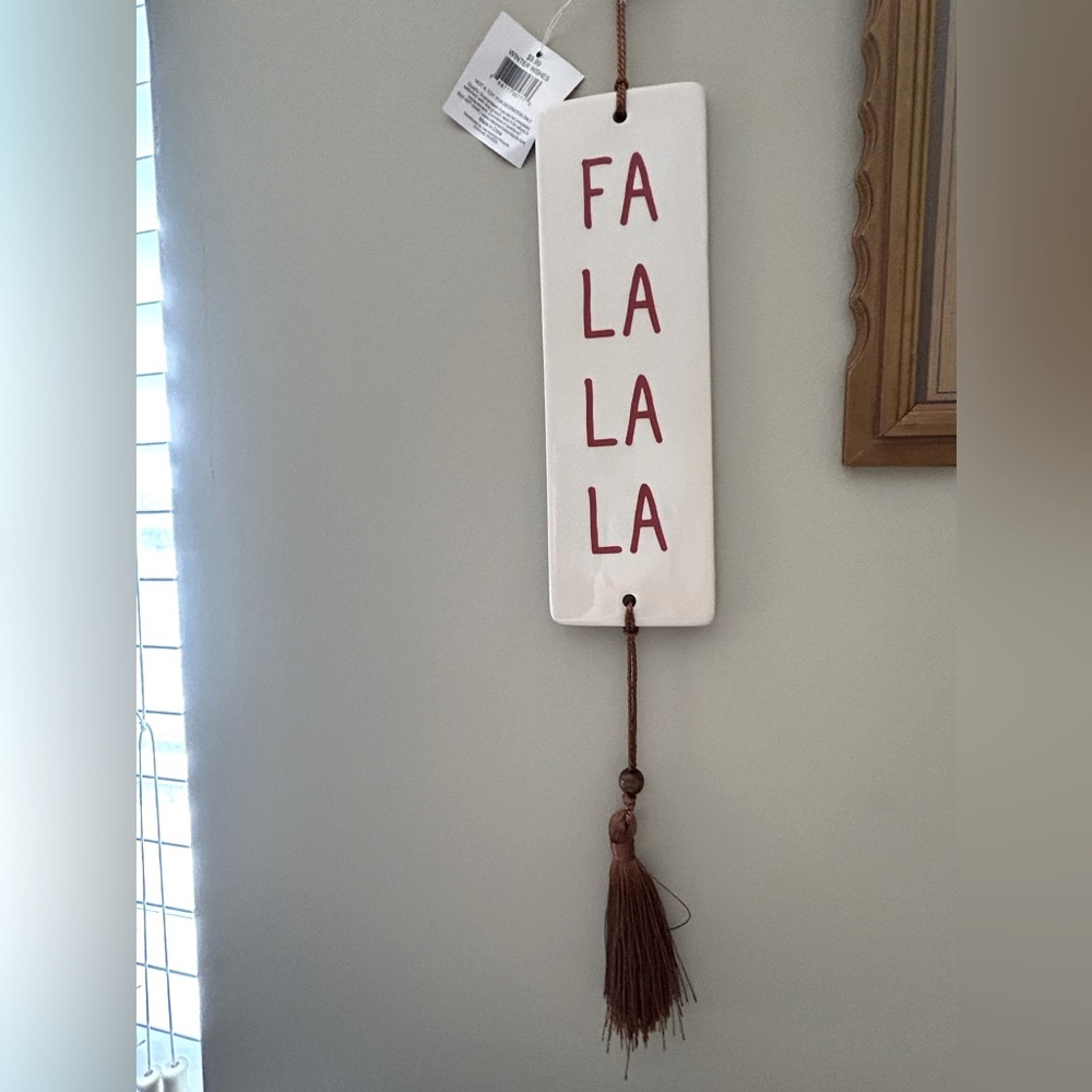NWT FA LA LA LA Ceramic Hanging Winter Decoration